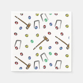 Niedliches Croquet Party HandIllustrierte Rasenspi Serviette