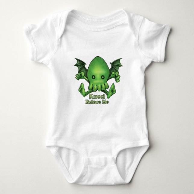 Niedliches Cthulhu Chibi Knien vor mir Baby Strampler (Vorderseite)