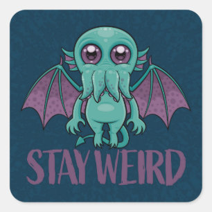 Niedliches Cthulhu-Monster Bleibe Quadratischer Aufkleber