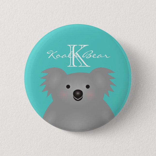 Niedliches Cudly Australia Baby Koala Bear Monogra Button (Vorderseite)