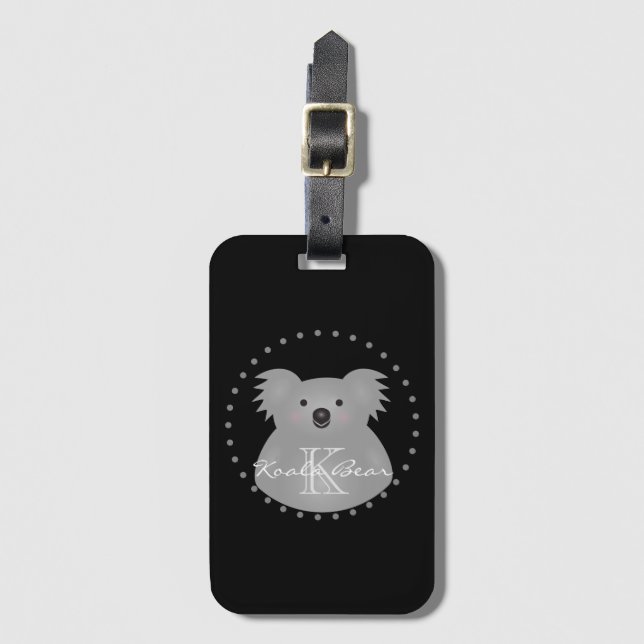 Niedliches Cudly Australia Baby Koala Bear Monogra Gepäckanhänger (Vorderseite Vertikal)