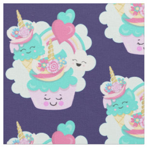 Niedliches Cupcake and Happy Ice Cream Muster Stoff