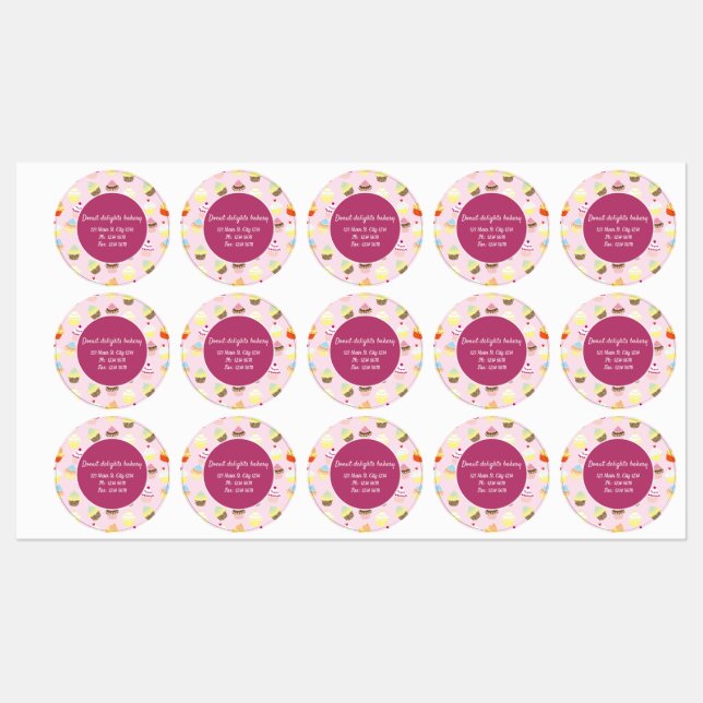 Niedliches Cupcake-Backdesign Business-Sticker Etiketten (Blatt)