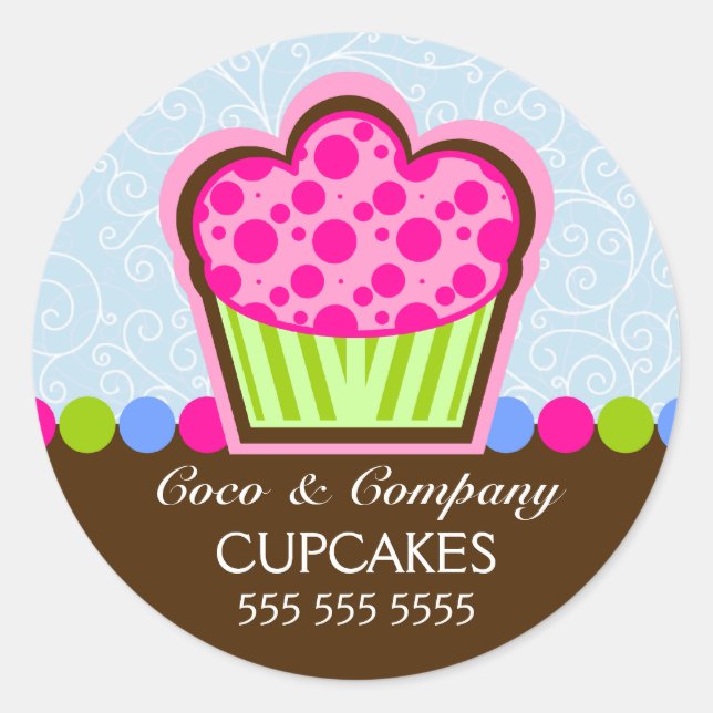 Niedliches Cupcake Bäckerei Box Siegel Runder Aufkleber (Vorderseite)