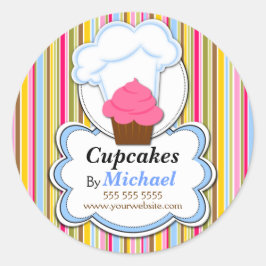 Niedliches Cupcake & Baker's Hat Bakery Box Siegel Runder Aufkleber