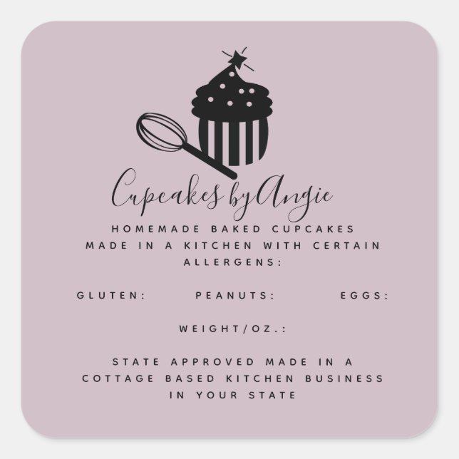 Niedliches Cupcake-Logo Quadratischer Aufkleber (Vorderseite)
