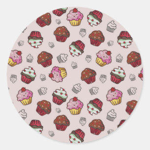 Niedliches Cupcake-Muster Runder Aufkleber