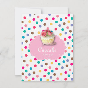 Niedliches Cupcake Party Einladung Polka Dos Rosa