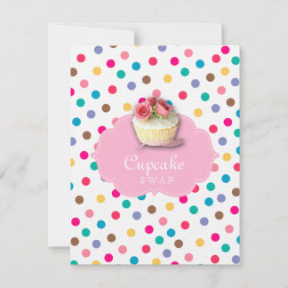 Niedliches Cupcake Party Einladung Polka Dos Rosa