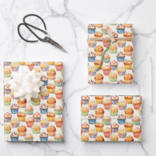 Niedliches Cupcake-Party Geschenkpapier Set