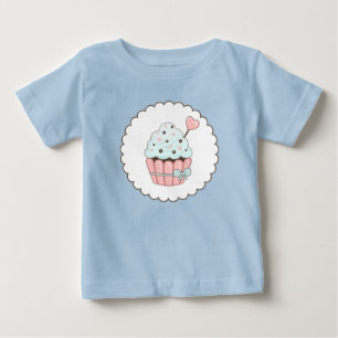 Niedliches Cupcake Pink & Minze Blue Design Baby T-shirt