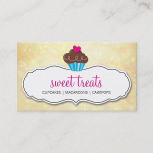 NIEDLICHES CUPCAKE weißes Bügelmuster Visitenkarte