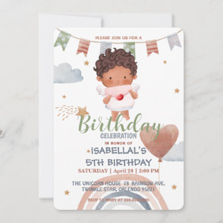 Niedliches Cupid afro Jungen Balloon valentine Geb Einladung