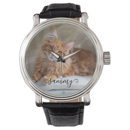 Niedliches Curry Name Cat Foto Armbanduhr