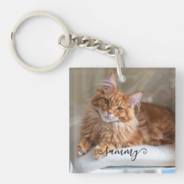 Niedliches Curry Name Cat Foto Schlüsselanhänger