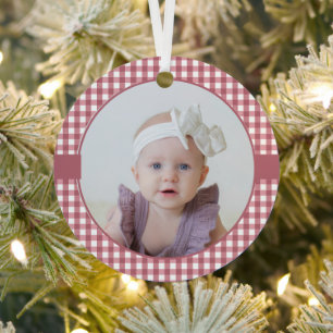 Niedliches Custom Baby Girl's First Christmas Rose Ornament Aus Metall