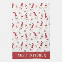 Niedliches Custom Red Christmas Gnomes Küchentuch