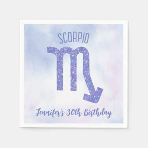 Niedliches Custom Scorpio Signieren Lila Geburtsta Serviette