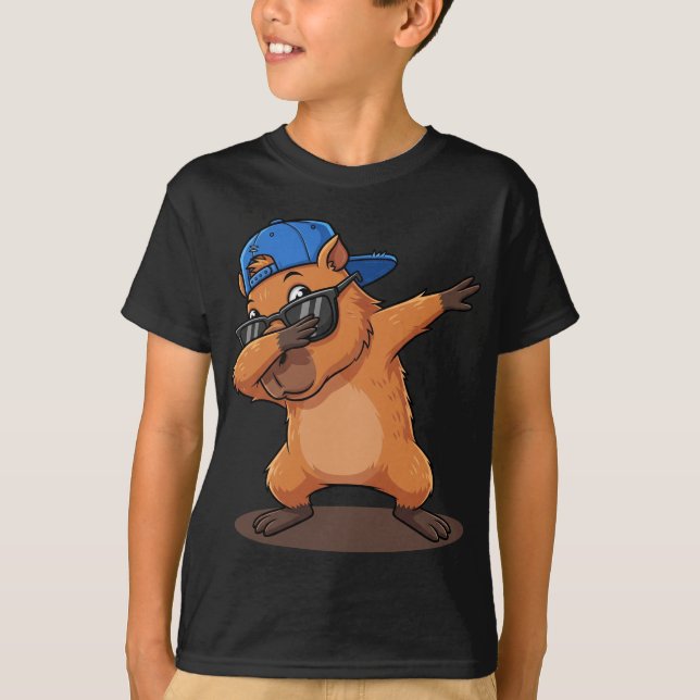 Niedliches Dabbing Capybara T-Shirt (Vorderseite)
