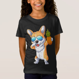 Niedliches Dabbing Korgi Hund Ananas Tropisches Ob T-Shirt
