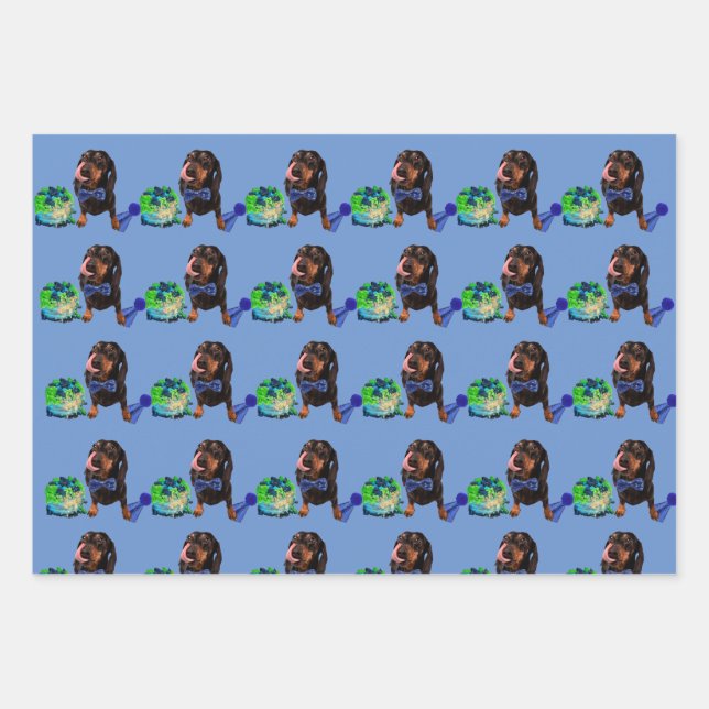 Niedliches DachsundLove Wrapping Paper 48x73cm Geschenkpapier Set (Vorderseite)