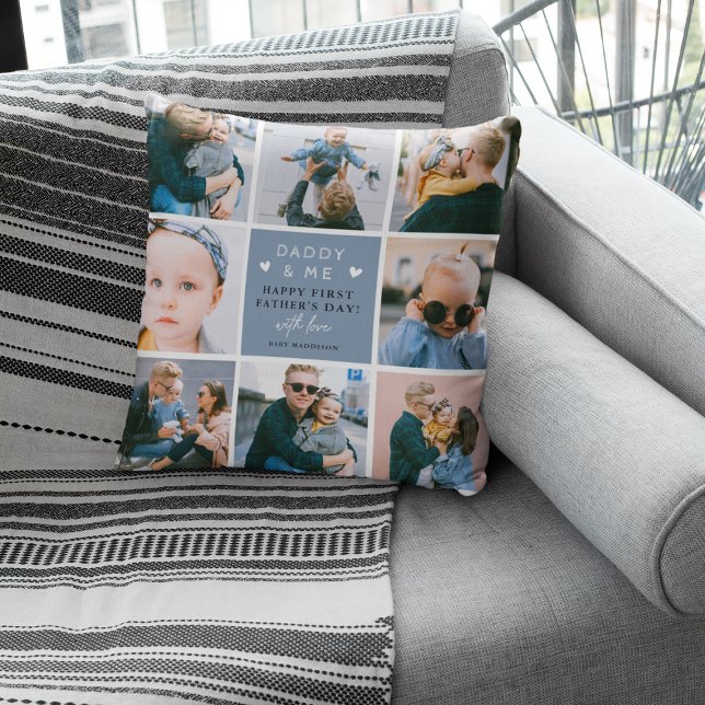 Niedliches "Daddy & Me" Foto Collage 1. Vatertag Kissen (Von Creator hochgeladen)