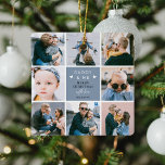 Niedliches "Daddy & Me" Foto Collage Frohe Weihnac Keramikornament<br><div class="desc">Erstellen Sie Ihr eigenes "Daddy & Me" Keepake Foto Weihnachtsschmuck. Design bietet 8 trendige insta quadratische Bilder Ihrer Wahl, der niedliche Text 'Daddy & Me' mit zwei kleinen Herzen - Frohe Weihnachten! "mit Liebe" in elegantem Kalligrafieschrift und dem Namen, von dem es stammt. Ein wunderschönes Weihnachtsgeschenk für diese ersten Väter...</div>