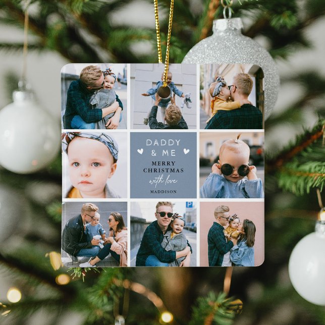 Niedliches "Daddy & Me" Foto Collage Frohe Weihnac Keramikornament (Von Creator hochgeladen)