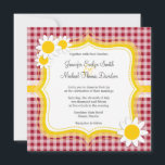 Niedliches Daisy auf Carmine Red Gingham; Checked Einladung<br><div class="desc">Sie werden dieses niedliche,  blumenreiche,  Carmine Red Gingham,  karierte Muster-Design Liebe! Die weiße und gelbe Blume fügt ein modernes Frühlingsthema hinzu. Besuchen Sie unseren Shop,  Trendy Wedding,  um dieses coole Muster auf vielen großartigen,  anpassbaren Produkten,  einschließlich gürtelige Monogramm Geschenke,  Save the Date Postkarten und Frühjahrsthemen Hochzeit Einladungen! Vielen Dank!</div>