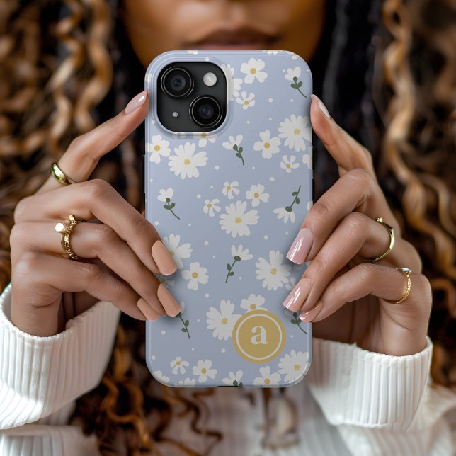 Niedliches Daisy Floral Custom Monogram Case-Mate iPhone Hülle (Von Creator hochgeladen)