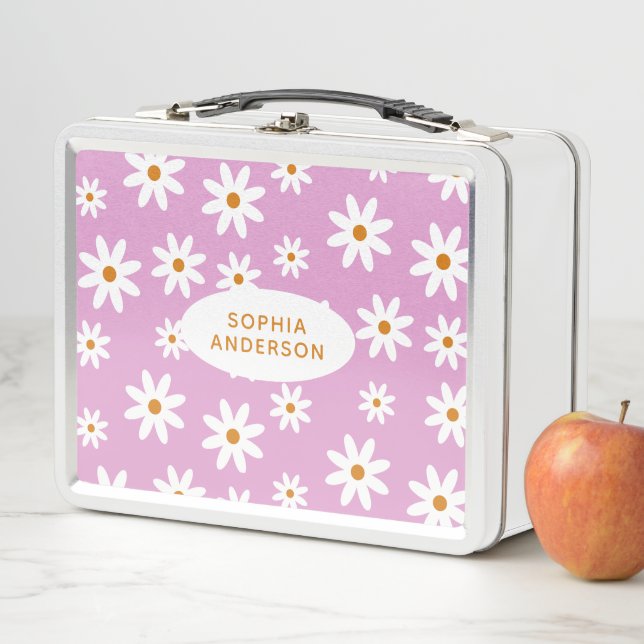 Niedliches Daisy-Muster für Lilac-Metal-Lunch-Box Metall Brotdose (Beispiel)