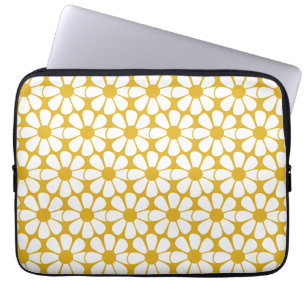 Niedliches Daisy Muster Mustard Gold und White Laptopschutzhülle