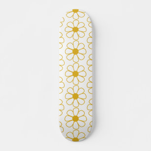 Niedliches Daisy Muster Mustard Gold und White Skateboard