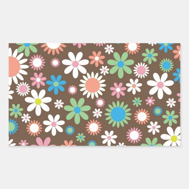 Niedliches Daisy-Muster Rechteckiger Aufkleber (Vorderseite)