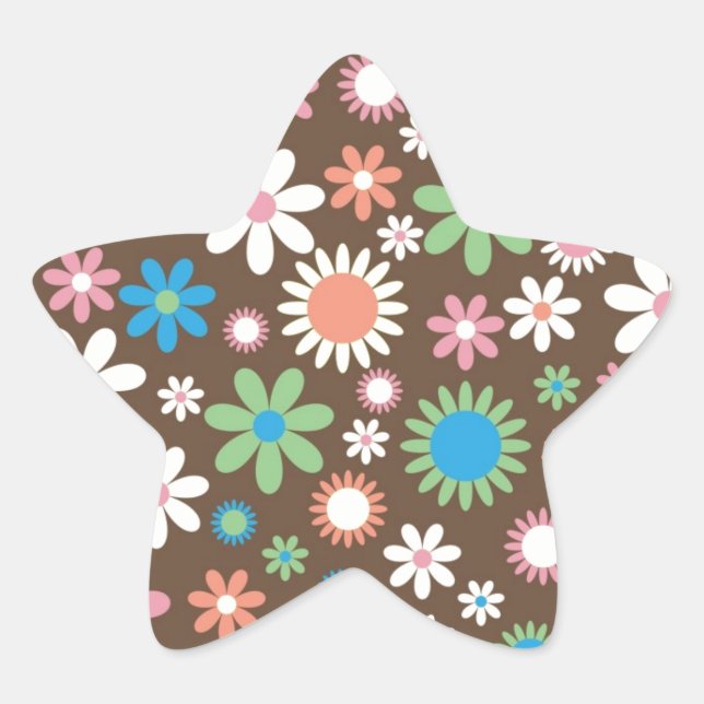 Niedliches Daisy-Muster Stern-Aufkleber (Vorderseite)