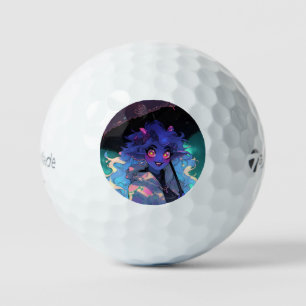 Niedliches Dämonenmädchen im Regen Golfball