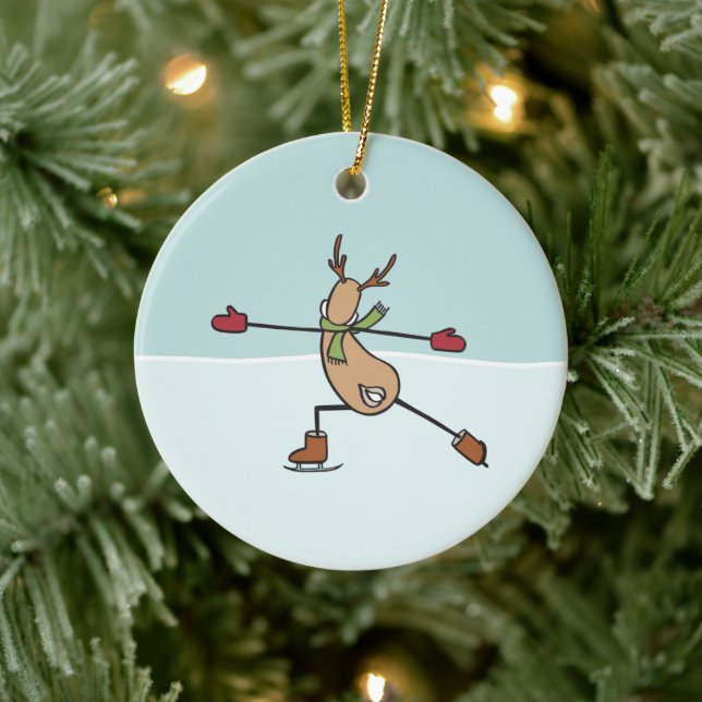 Niedliches Dancing Rentier Keramik Ornament (Baum)