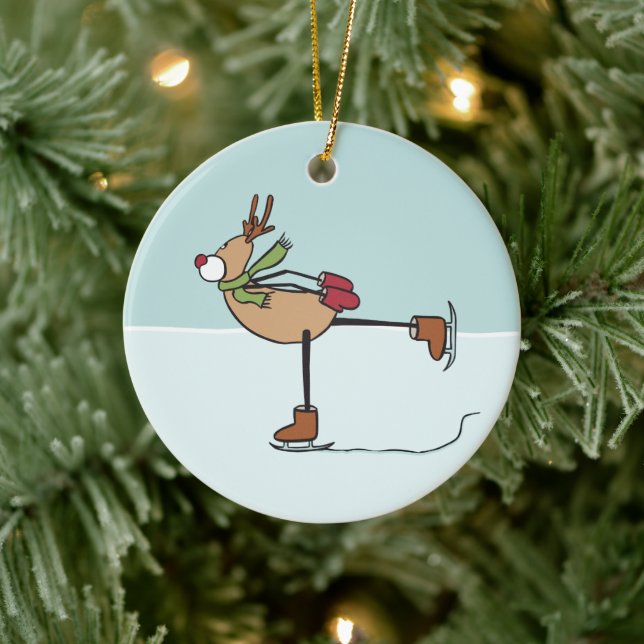 Niedliches Dancing Rentier Keramik Ornament (Baum)