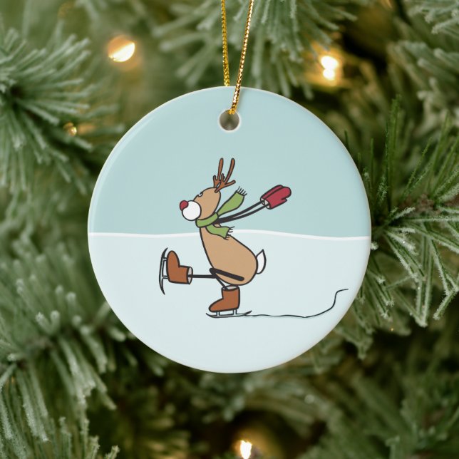 Niedliches Dancing Rentier Keramik Ornament (Baum)