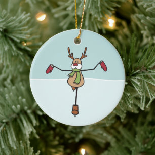 Niedliches Dancing Rentier Keramik Ornament
