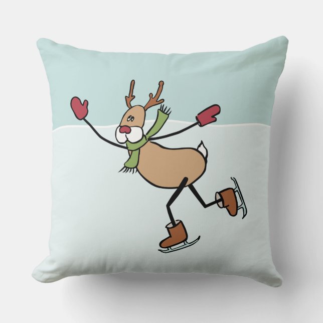 Niedliches Dancing Rentier Throw Kissen (Vorderseite)