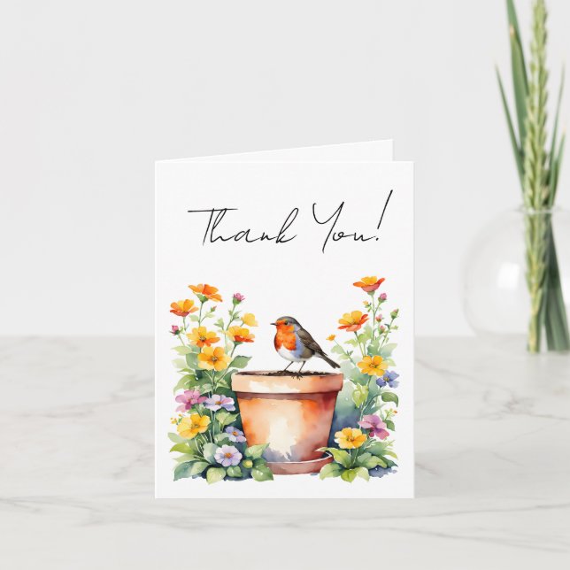 Niedliches Dankeschön an Aquarell & Blume Dankeskarte (Vorderseite)