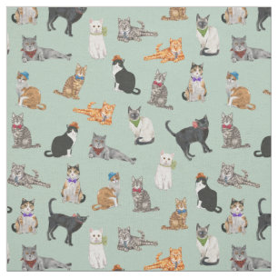 Niedliches Dapper Kätzchen-Katzen-Muster Stoff