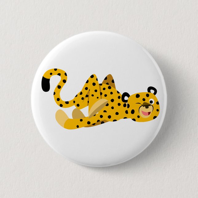 Niedliches Dashing Cartoon Cheetah Button Abzeiche (Vorderseite)