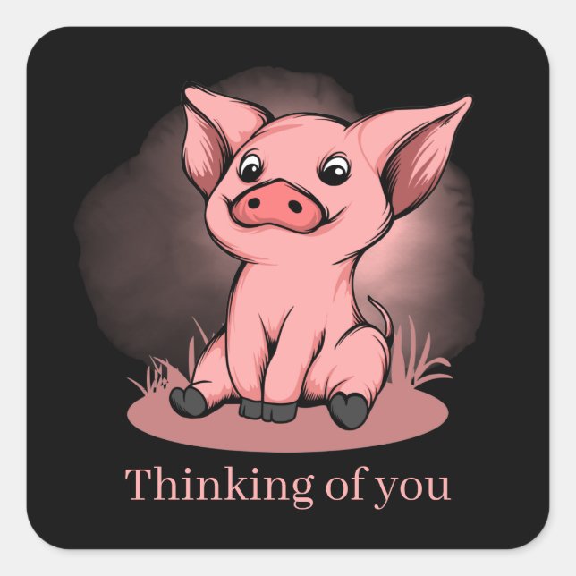 niedliches Denken, das Sie Schweine lieben, verlei Quadratischer Aufkleber (Vorderseite)