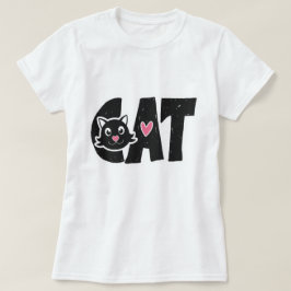 Niedliches Design der Schwarzkatzentypographie T-Shirt