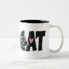 Niedliches Design der Schwarzkatzentypographie Zweifarbige Tasse