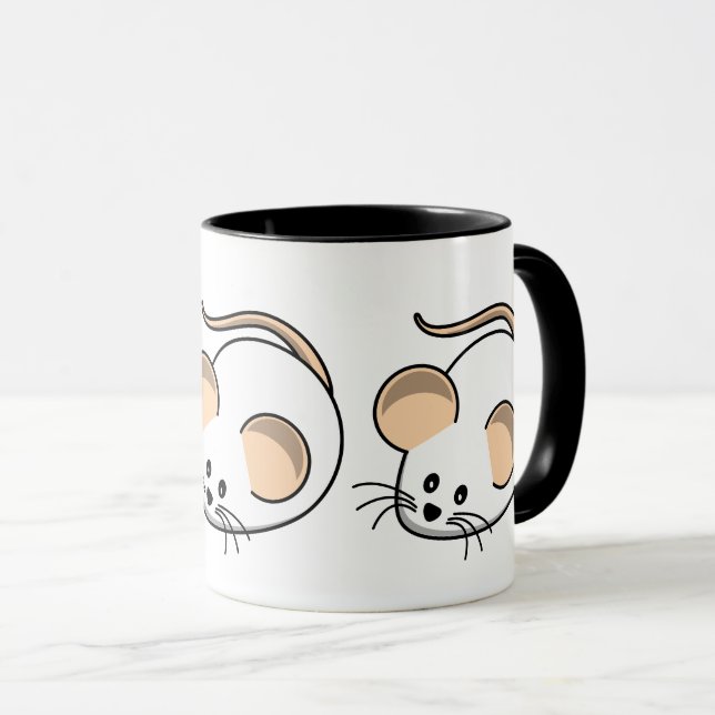 Niedliches Design der weißen Maus Tasse (VorderseiteRechts)