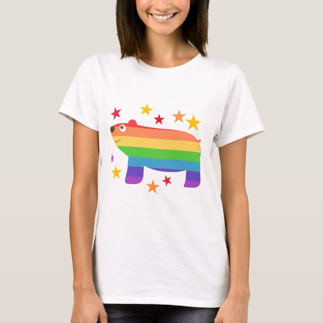 Niedliches Design des Rainbow-Bären-Symbol T-Shirt (Vorderseite)