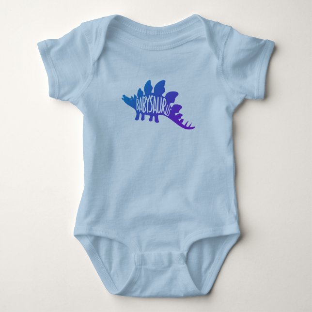 Niedliches Design von Baby Dinosaur in Blau Strampler (Vorderseite)